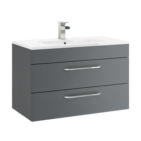 Ezra 800mm 2 Drawer Wall Unit Lead Grey