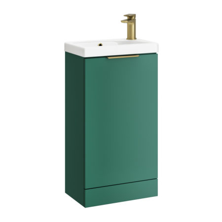 Axel 470mm 1 Door Floor Unit Forest Green & Basin