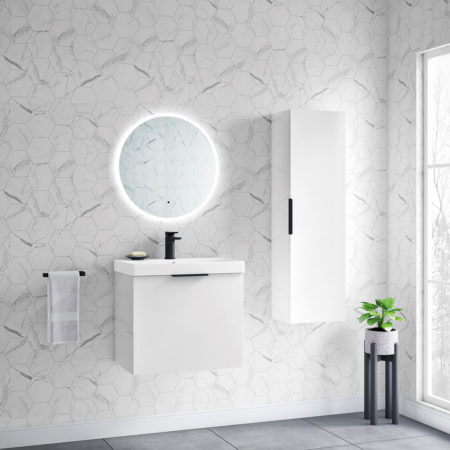 Axel 600mm Wall Unit White Gloss & Ceramic Basin - Image 2