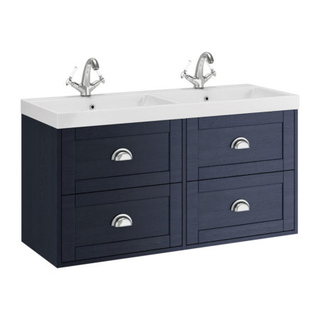 Clayton 1200mm Wall Unit Indigo Ash with Double Basin