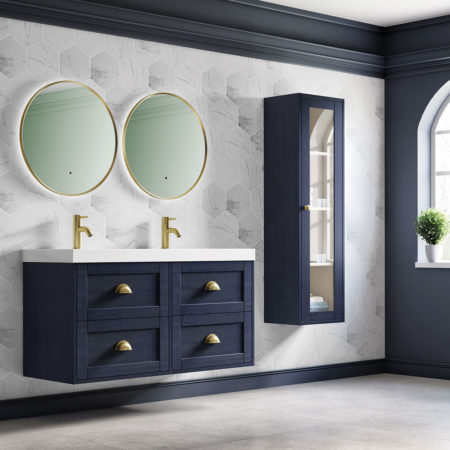 Clayton 1200mm Wall Unit Indigo Ash with Double Basin - Image 2