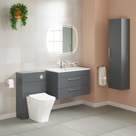 Ezra 800mm 2 Drawer Wall Unit Lead Grey - Image 3