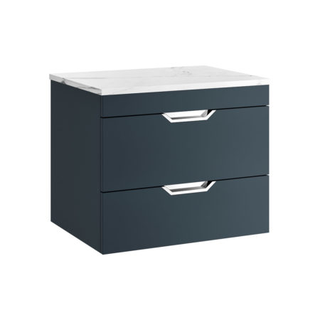 Madison 600mm Wall Unit Sapphire with Carrara Worktop