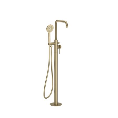 Ryver Fluted Floorstanding Bath Shower Mixer Brushed Brass